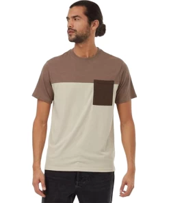 Tentree Blocked Pocket T-Shirt (Fossil/Pale Oak/Slate Brown)
