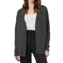 Tentree W Highline Oversized Button Cardigan (Dark Grey Heather)
