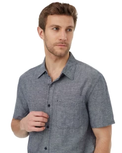 Tentree Hemp Button Front Shortsleeve Shirt (Dress Blue) -Tentree Sales Store 49TksQTg PhotoRoom.png PhotoRoom
