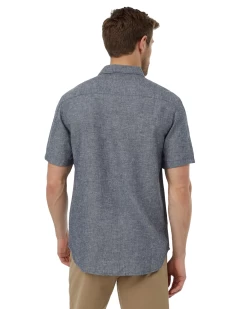 Tentree Hemp Button Front Shortsleeve Shirt (Dress Blue) -Tentree Sales Store BV14tpKU PhotoRoom.png PhotoRoom