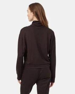 Tentree Soft EcoTerry Cowl Neck -Tentree Sales Store Black Cowl Neck Long Sleeve Cropped Top TCW5338 0164 2