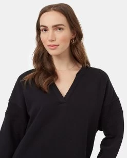 Tentree TreeFleece Rib Insert Dress 7 Tentree TreeFleece Rib Insert Dress -Tentree Sales Store Black Henley Neckline Oversized Fit Rib Dress TCW5366 0164 1