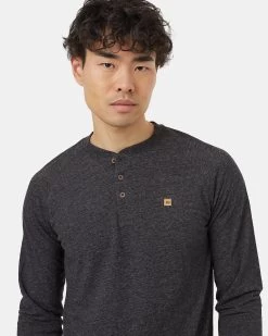 Tentree Hemp Classic Henley Longsleeve -Tentree Sales Store Black Mens Hemp Longsleeve Shirt TCM3249 0451 3