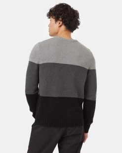 Tentree Highline Blocked Crew Sweater 6 Tentree Highline Blocked Crew Sweater -Tentree Sales Store Black Mens Organic Cotton Striped Jumper TCM3742 2099 4