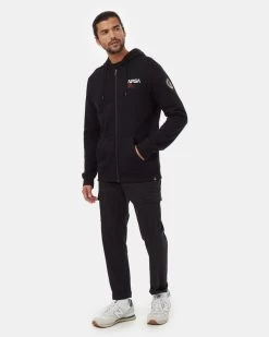 Tentree Shuttle Patch Zip Hoodie -Tentree Sales Store Black Organic Cotton Embroidered Graphic Zip Hoodie TCM5621 3087 1