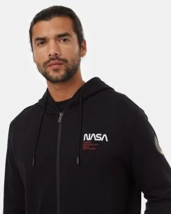 Tentree Shuttle Patch Zip Hoodie -Tentree Sales Store Black Organic Cotton Embroidered Graphic Zip Hoodie TCM5621 3087 3