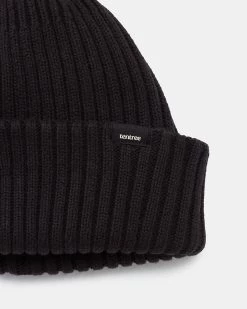 Tentree Short Ribbed Beanie -Tentree Sales Store Black Organic Cotton Ribbed Short Beanie TAU5469 0164 2
