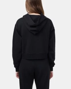 Tentree Cropped TreeFleece Hoodie -Tentree Sales Store Black Organic Fleece Cropped Pullover TCW4161 01645 Edit 3