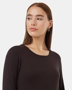 Tentree Soft EcoTerry Shirttail Dress -Tentree Sales Store Black Shirttail Hem Knee Length Long Sleeve Dress TCW5360 0164 3