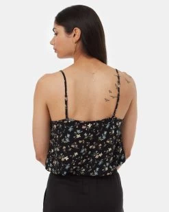 Tentree EcoWoven Crepe Cami -Tentree Sales Store Black V Neck Sleeveless Crepe Tank Top TCW5331 2903 2