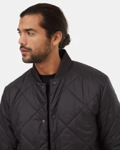 Tentree Diamond Padded Bomber Jacket -Tentree Sales Store Black Water Resistant Quilted Bomber Jacket TCM5447 0164 4