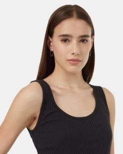 Tentree Basic Fitted Cami -Tentree Sales Store Black Women s Ribbed Tank Top TCW4163 0164 3