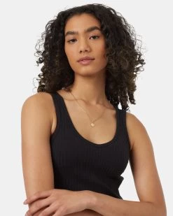 Tentree Cropped Fitted Tank -Tentree Sales Store Black Womens Eco Friendly Tank Top TCW4164 0104 3