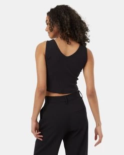 Tentree Cropped Fitted Tank -Tentree Sales Store Black Womens Eco Friendly Tank Top TCW4164 0104 4