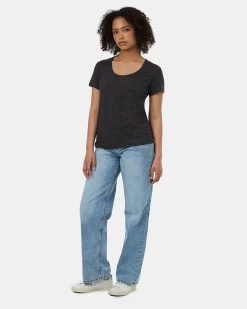 Tentree Sales Store -Tentree Sales Store Black Womens Hemp Scoop Neck Top TCW4318 0451 1