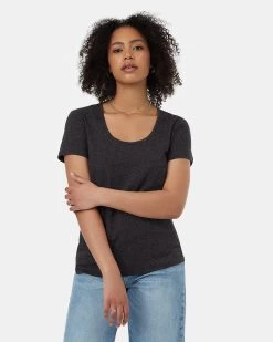 Tentree Hemp Scoop Neck T-Shirt -Tentree Sales Store Black Womens Hemp Scoop Neck Top TCW4318 0451 3