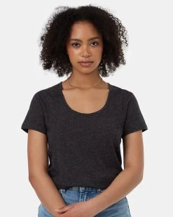 Tentree Hemp Scoop Neck T-Shirt -Tentree Sales Store Black Womens Hemp Scoop Neck Top TCW4318 0451 4