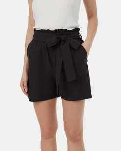 Tentree TreeLinen Paper Bag Short -Tentree Sales Store Black Womens Paper Bag Shorts TCW5000 0164 3