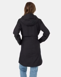 Tentree Nimbus Long Rain Jacket -Tentree Sales Store Black Womens Recycled Polyester Rain Jacket TCW4649 0164 1