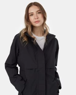 Tentree Nimbus Long Rain Jacket -Tentree Sales Store Black Womens Recycled Polyester Rain Jacket TCW4649 0164 3