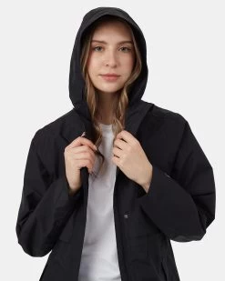 Tentree Nimbus Long Rain Jacket -Tentree Sales Store Black Womens Recycled Polyester Rain Jacket TCW4649 0164 6