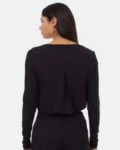 Tentree Treeblend V-Neck Longsleeve -Tentree Sales Store Black Womens Recycled V Neck Long Sleeve Top TCW2918 0164 2