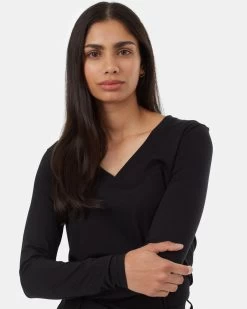 Tentree Treeblend V-Neck Longsleeve -Tentree Sales Store Black Womens Recycled V Neck Long Sleeve Top TCW2918 0164 3