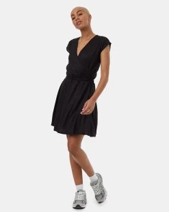 Tentree Woven Wrap Dress -Tentree Sales Store Black Womens Tencel Wrap Dress TCW5294 0164 1