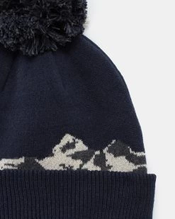Tentree Mountain Scenic Pom Beanie -Tentree Sales Store Blue Grey Organic Cotton Graphic Pom Beanie TAU5467 3080 1