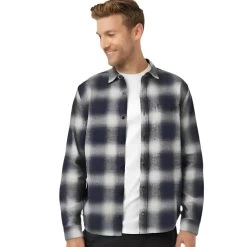 Tentree M Forest Flannel Shirt (Midnight Blue/Pale Oak)