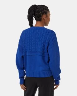 Tentree Highline Patchwork Sweater -Tentree Sales Store Blue Organic Cotton Cable Sweater TCW5391 2767 2