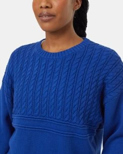 Tentree Highline Patchwork Sweater -Tentree Sales Store Blue Organic Cotton Cable Sweater TCW5391 2767 3