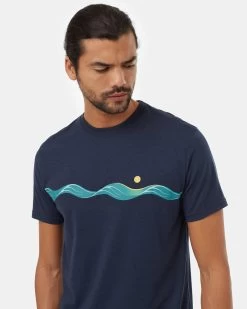 Tentree Artist Waves T-Shirt -Tentree Sales Store Blue Recycled Polyester Graphic Tee TCM5082 2486 1