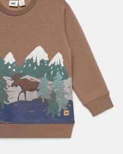 Tentree Winter Scenic Crew -Tentree Sales Store Brown Organic Cotton Graphic Crew Neck Sweatshirt KCU5482 3000 1