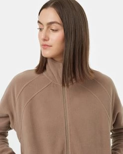 Tentree Recycled MicroFleece Zip -Tentree Sales Store Brown Recycled Polyester Mock Neck Full Zip Sweater TCW5611 2764 6