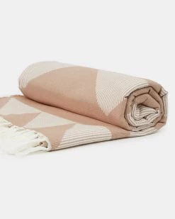 Tentree Geo Beach Blanket -Tentree Sales Store Brown WhiteOrganicCottonReversibleBeachBlanket TAU4287 2205 2 5