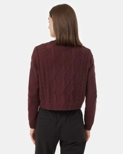 Tentree Highline Cabled Cardigan 6 Tentree Highline Cabled Cardigan -Tentree Sales Store Burgundy Organic Cotton V Neck Cropped Cardigan TCW5344 2013 4