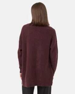 Tentree Highline Fuzzy Open Cardigan -Tentree Sales Store Burgundy Women s Eco Friendly Knit Cardigan TCW5895 2013 4