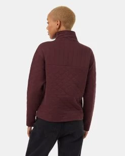 Tentree 1/4 Zip Quilted Fleece -Tentree Sales Store Burgundy Women s Quarter Zip Sweatshirt TCW3631 2013 2