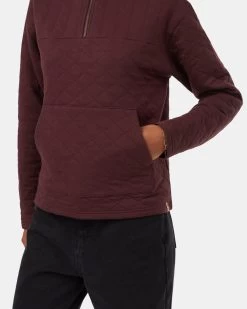 Tentree 1/4 Zip Quilted Fleece -Tentree Sales Store Burgundy Women s Quarter Zip Sweatshirt TCW3631 2013 4