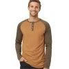 Tentree M TreeBlend Classic Henley Longsleeve (Camel Heather/Tundra Heather