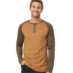 Tentree M TreeBlend Classic Henley Longsleeve (Camel Heather/Tundra Heather