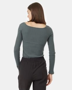 Tentree Rib Box Neck Longsleeve -Tentree Sales Store Green Box Neck Ribbed Long Sleeve Top TCW5336 2277 4