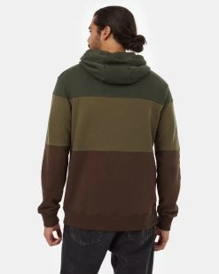 Tentree TreeFleece Blocked Reynard Hoodie -Tentree Sales Store Green Brown Men s Stripe Pullover Hoodie TCM2787 2900 1