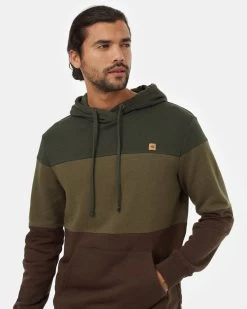 Tentree TreeFleece Blocked Reynard Hoodie -Tentree Sales Store Green Brown Men s Stripe Pullover Hoodie TCM2787 2900 2
