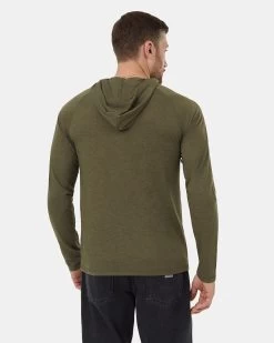 Tentree TreeBlend Henley Hoodie -Tentree Sales Store Green Recycled Polyester Buttoned Henley Hoodie TCM5406 0464 2