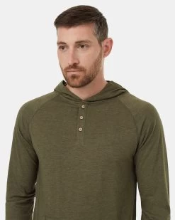 Tentree TreeBlend Henley Hoodie -Tentree Sales Store Green Recycled Polyester Buttoned Henley Hoodie TCM5406 0464 3