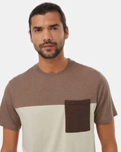 Tentree Blocked Pocket T-Shirt -Tentree Sales Store Multi Recycled Polyester Crew Neck Color Block Tee TCM5023 2886 2
