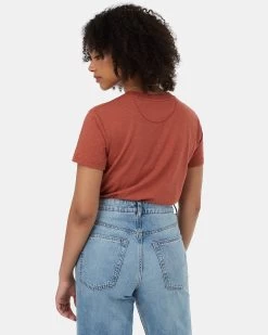 Tentree Outdoors Awaits T-Shirt -Tentree Sales Store Orange Recycled Polyester Graphic T Shirt TCW4983 2468 2