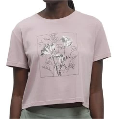 Tentree W Floral Crop T-Shirt (Vintage Mauve/Meteorite Black) -Tentree Sales Store Pink Crew Neck Graphic Cropped Shortsleeve T Shirt TCW5732 5410 2